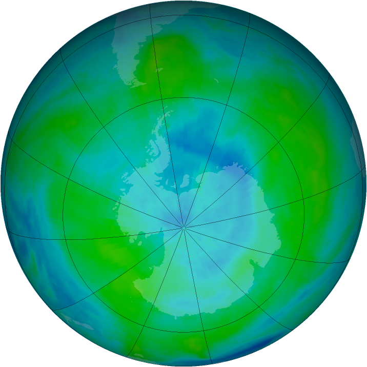 Antarctic ozone map for 26 February 1985